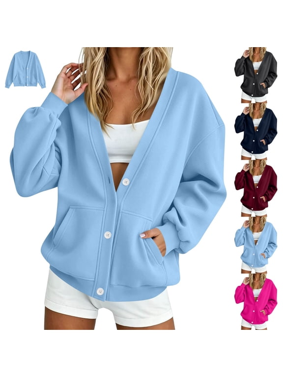 Sweatshirt Cardigan Women Lightweight Button Down Bomber Jacket | Open Front, Drop Shoulder, Home Lounge Sweatshirt, Sherpa Jacket Women