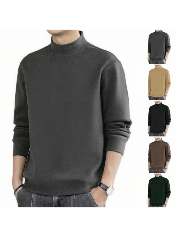Turtleneck Men Casual Long Sleeve Turtle Neck Compression Shirt | Turtleneck Men's Lightweight Basic Layer Pullover Shirt