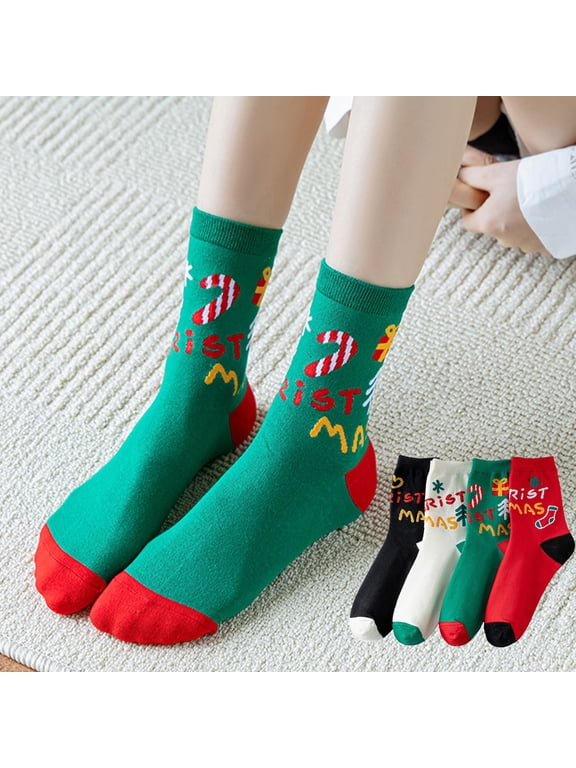 Unisex Christmas Mid‑Calf Socks Cute Novelty Long Socks Festive Holiday House Socks for Men Women Christmas Socks