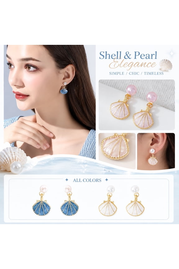 Wedding Earrings Shell Pearl Dangle Stud Earrings for Women S925 Silver Seashell Drop Earrings Cold Style Beach Vacation Jewelry Gifts Party Wedding Fashion