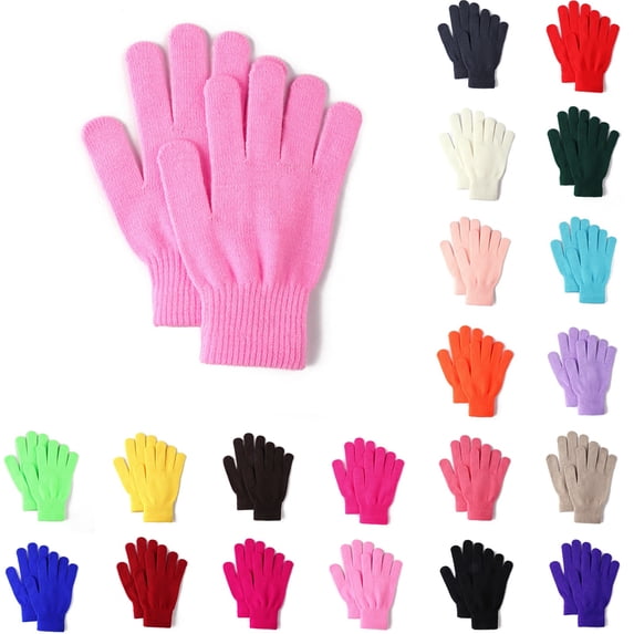 Kamentoy Winter Knit Gloves for Adults, Stretchy Solid Full Finger Thermal Gloves for Adults Women Cold Weather Daily Wear