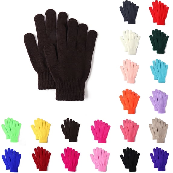 Kamentoy Winter Knit Gloves for Adults, Stretchy Solid Full Finger Thermal Gloves for Adults Women Cold Weather Daily Wear