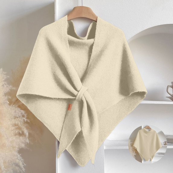 Kamentoy Women Fashion Knitted Shawl Wrap Soft Open Collar Shoulder Top Shawl Scarf Solid Color Scarf Elegant Knit Poncho Shawl