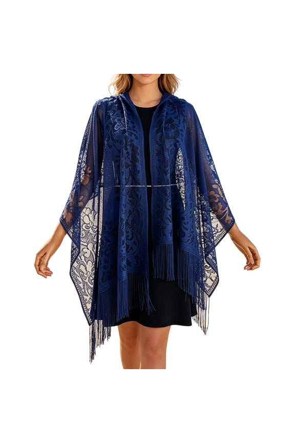 Women'S Shawls And Wraps For Evening Dresses Women Hollow Lace Fringe Shawl Lightweight Open Knit Cape Cover Up Breathable Beach Vacation