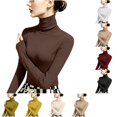 thumbnail image 1 of Kamentoy Womens Long Sleeve Shirts Basic Turtleneck Ribbed Thermal Underwear Tops | Slim Fit Base Layers Tee, Tight Undershirts, Going Out T-shirts, 1 of 5