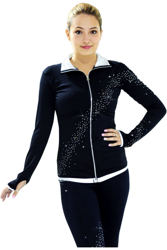 Kami-So Figure Skating Jacket - Crystal Spiral Silver