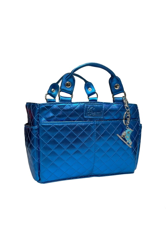 Kami-So Ice Skating Rink Tote (Bahama Blue) with Blue Crystal Skate Keychain