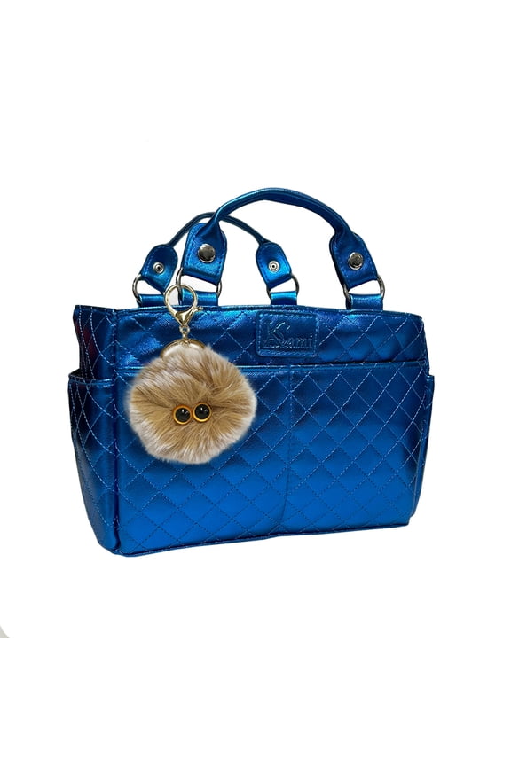 Kami-So Ice Skating Rink Tote (Bahama Blue) with Fluffy Keychain (Gold)
