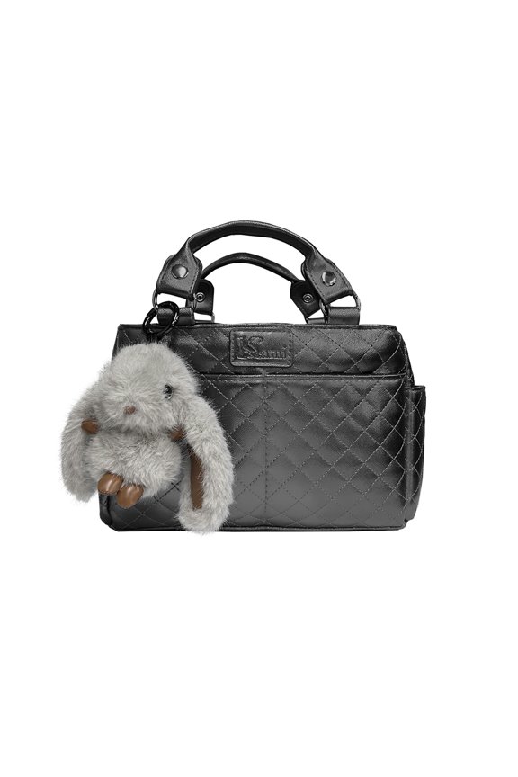 Kami-So Ice Skating Rink Tote (Onyx) with Bunny Keychain (Gray)