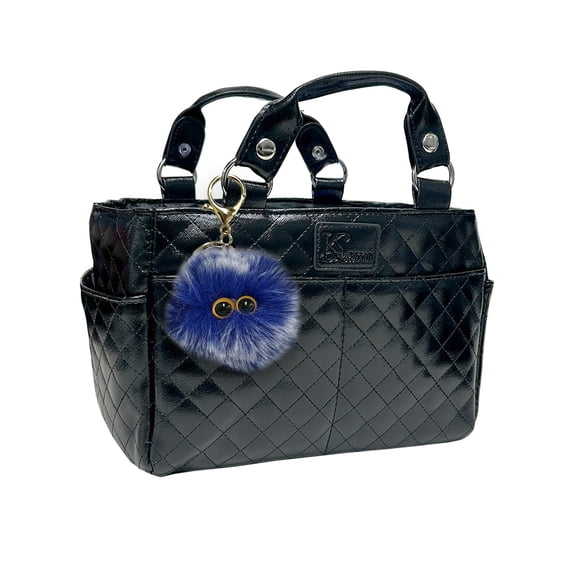 Kami-So Ice Skating Rink Tote (Onyx) with Fluffy Keychain (Blue)