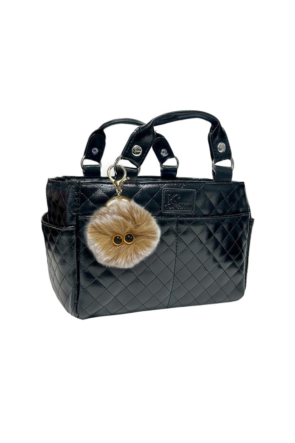 Kami-So Ice Skating Rink Tote (Onyx) with Fluffy Keychain (Gold)