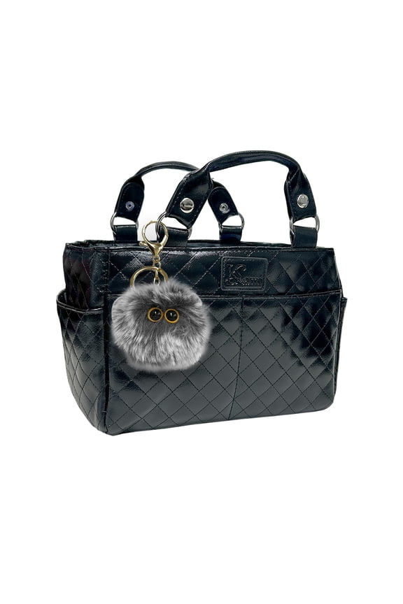 Kami-So Ice Skating Rink Tote (Onyx) with Fluffy Keychain (Gray)