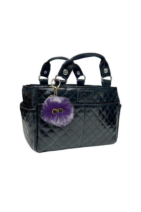 Kami-So Ice Skating Rink Tote (Onyx) with Fluffy Keychain (Purple)