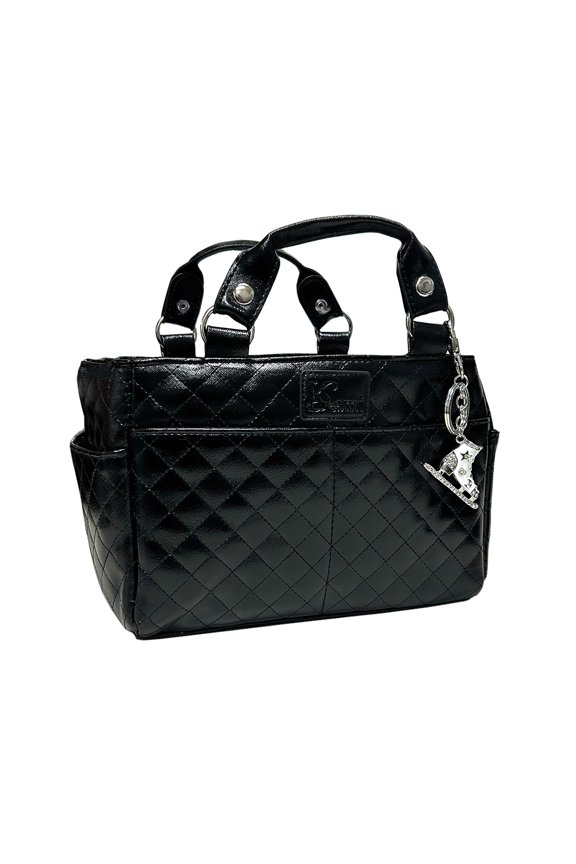Kami-So Ice Skating Rink Tote (Onyx) with White Crystal Skate Keychain