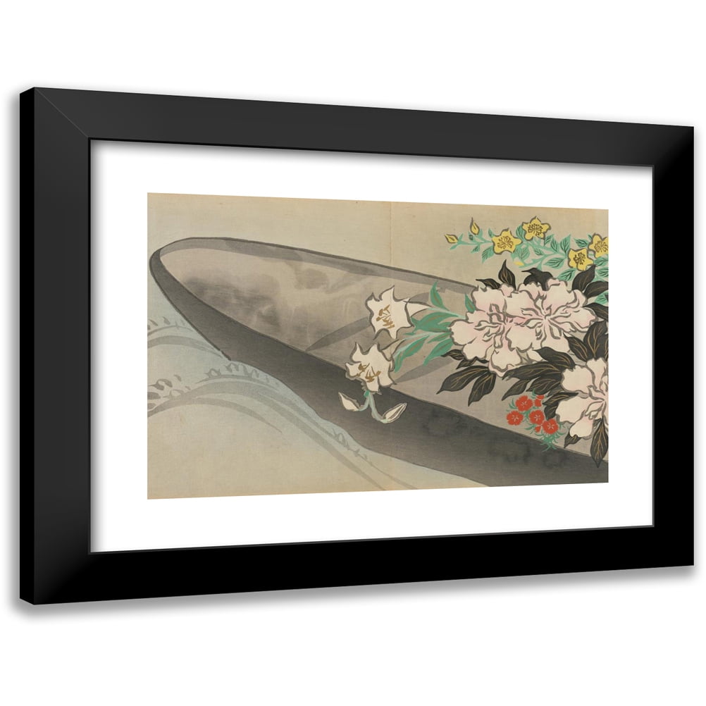 hanakago 絵画 Kamisaka Sekka 18x13 Gold Ornate Wood Frame and Double Matted