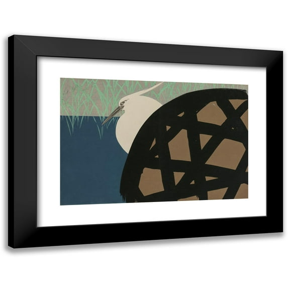 Kamisaka Sekka 14x11 Black Modern Framed Museum Art Print Titled - White Heron (Shirosagi) (1909-1910)