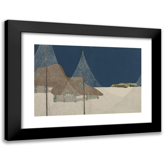 Kamisaka Sekka 18x13 Black Modern Framed Museum Art Print Titled - Fishing Village (Ryoson) (1909-1910)