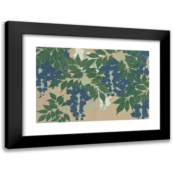 Kamisaka Sekka 18x13 Black Modern Framed Museum Art Print Titled - Wisteria (Fuji) (1909-1910)