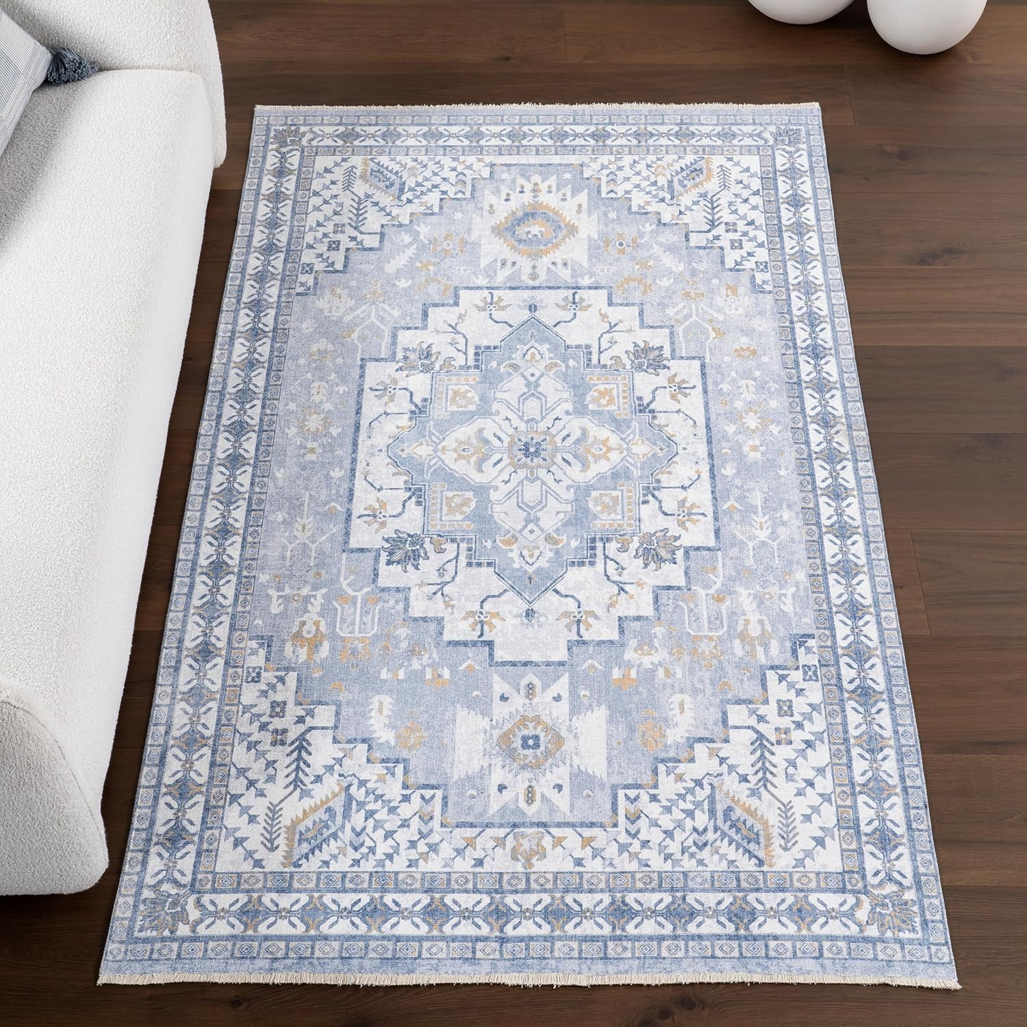 Kamiyah Medallion Machine Washable Area Rug 2x8 Machine Washable