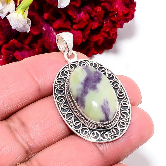 Kammererite - Kop Krom Mine Handmade 925 Sterling Silver Pendant 1.79" P99524, Christmas Gift