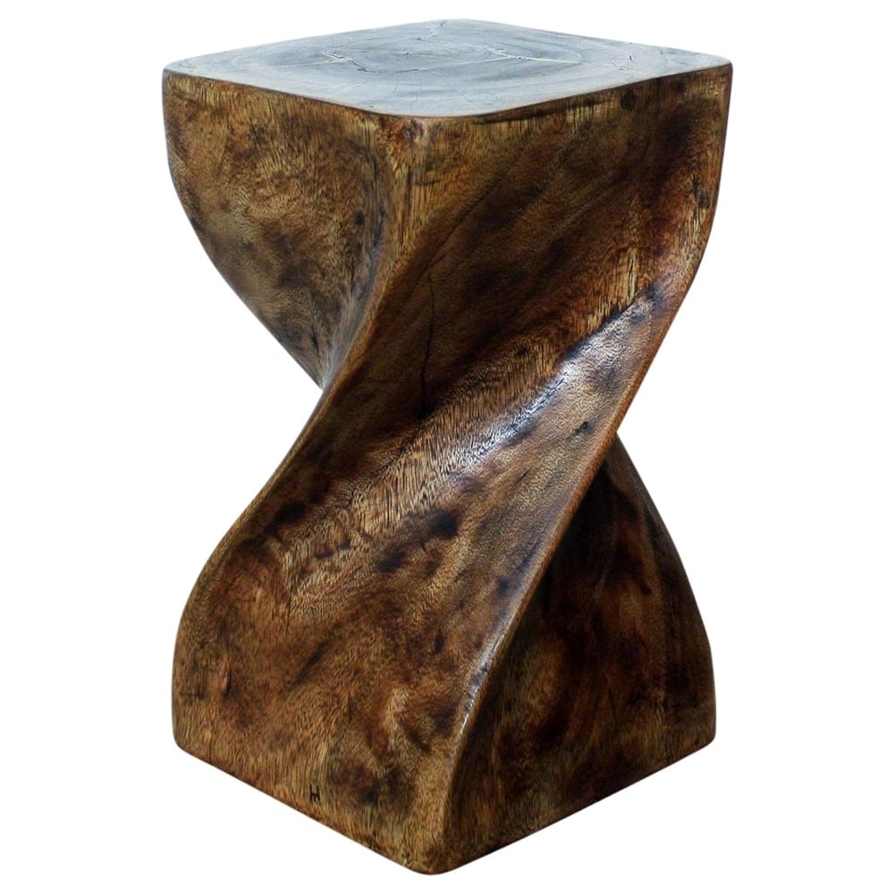 Kammika Import Export Co., Ltd. Haussmann® Big Twist Wood Stool Table 12 in SQ x 20 in H Mocha Oil