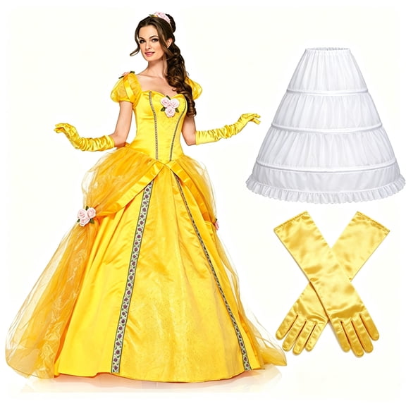 URSOFINE Belle Dress Beauty and Beast Costume for Women Belle Cosplay Princess Dress Up Clothes Halloween