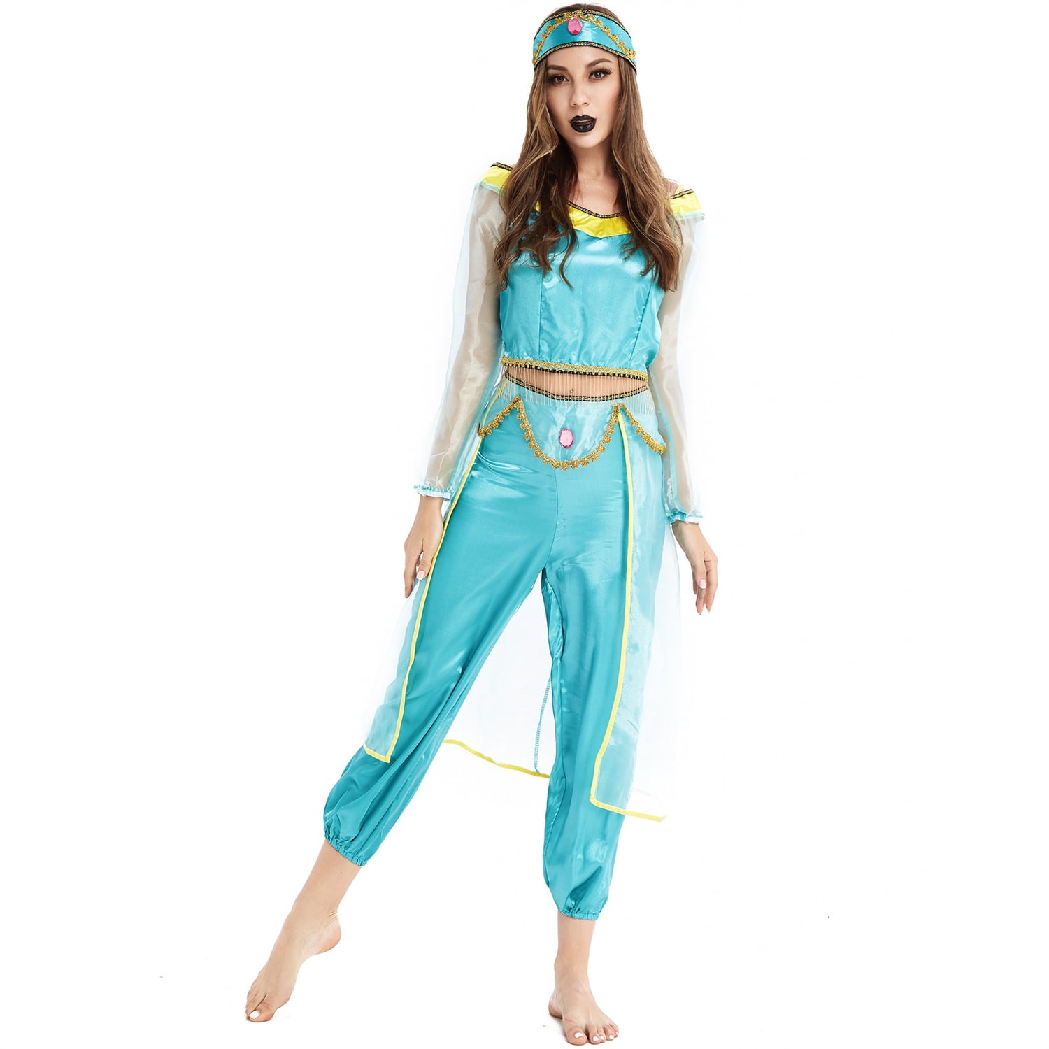 Emmababy Aladdin Jasmine Princess Cosplay Women Girl Garment Fancy Dress Up Party Costume, Women's, Size: Small, Blue