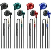 Kamon 4 Pack Earbuds Headphones with Remote & Mic, Earphones Wired Stereo in-Ear Bass for iPhone, Android, Smartphones, iPod, iPad, MP3, Fits All 3.5mm Interface (K4)