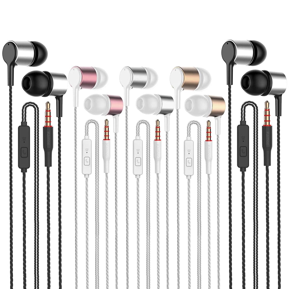 Kamon Earbuds Wired with Microphone, 5 Pack Wired Headphones with