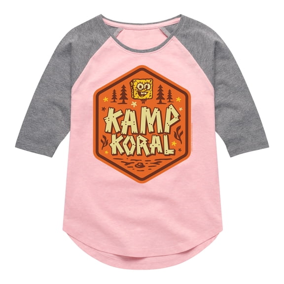 Kamp Koral - Kamp Koral Badge - Toddler & Youth Girls Raglan Graphic T-Shirt