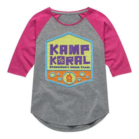 Kamp Koral - Kamp Koral Logo Badge - Toddler & Youth Girls Raglan Graphic T-Shirt