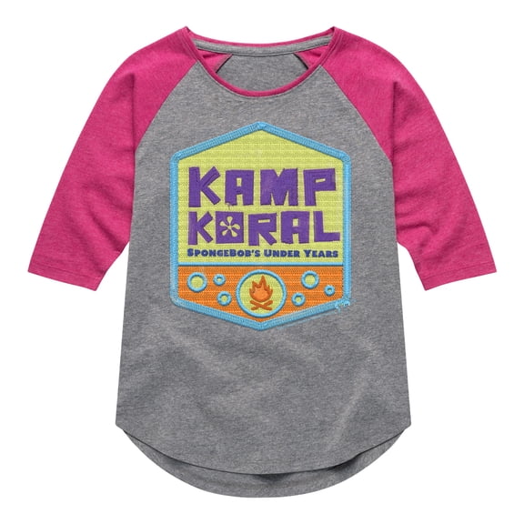 Kamp Koral - Kamp Koral Logo Badge - Toddler & Youth Girls Raglan Graphic T-Shirt