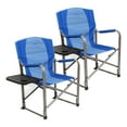 thumbnail image 1 of Kamp-Rite Director Portable Lounge Arm Chair with Side Table, Blue (2 Pack), 1 of 6