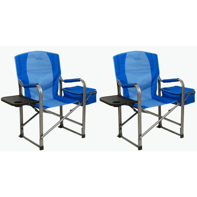 Kamp-Rite Director Portable Lounge Chair w/ Cooler & Side Table, (2 Pack)