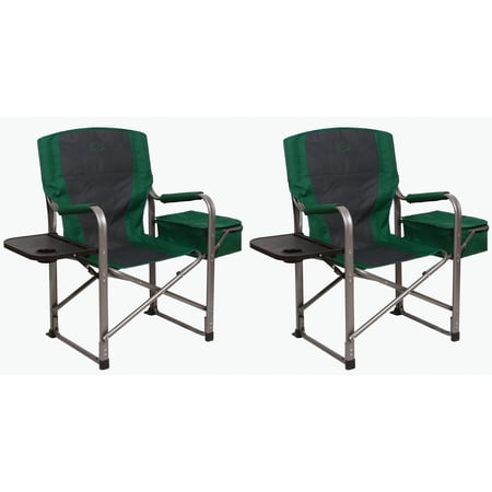 Kamp-Rite Director Portable Lounge Chair w/ Cooler & Side Table, (2 Pack)