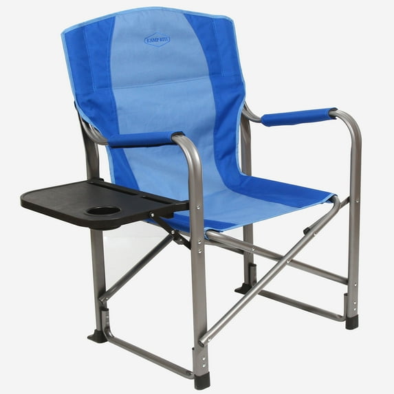 Kamp-Rite Director's Chair Outdoor Camping Folding Chair with Side Table, Blue