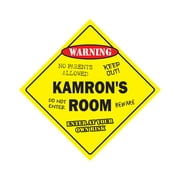 Kamron's Room Sign Crossing Zone Xing | Indoor/Outdoor | 12" Tall kids bedroom decor door children's name boy girl