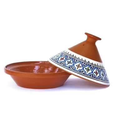 Kamsah Bohemian Medium Classic Tagine, Handmade Ceramic Cooking Pot, Turquoise