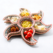 Kamsah Ceramic Star Dip Serving Platter, Red, Large- Handcrafted