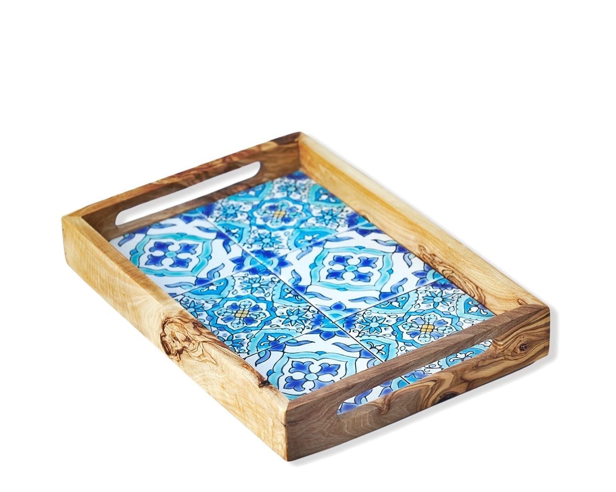 Kamsah Large Olive Wood Serving Tray, Sidi Bou, 13" x 9"