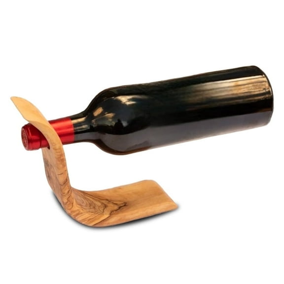 Balancing Olive Wood Wine Bottle Holder, Decorative Housewarming, Wedding Gift