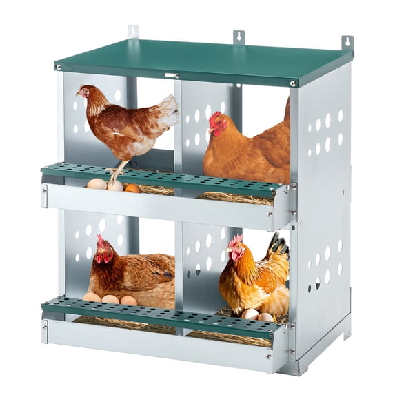 Kamsly Chicken Nesting Boxes,4 Compartment Nesting Box for Laying Eggs,Heavy Duty Metal Nest-Box with Hanging Mounting Holes,Roll Away Chicken Laying Boxes for Chickens,Poultry,Hens to Collect Eggs