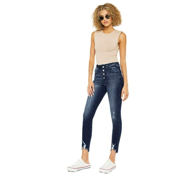 Kan Can Women's High Rise Ankle Skinny Jeans - kc8433 ST