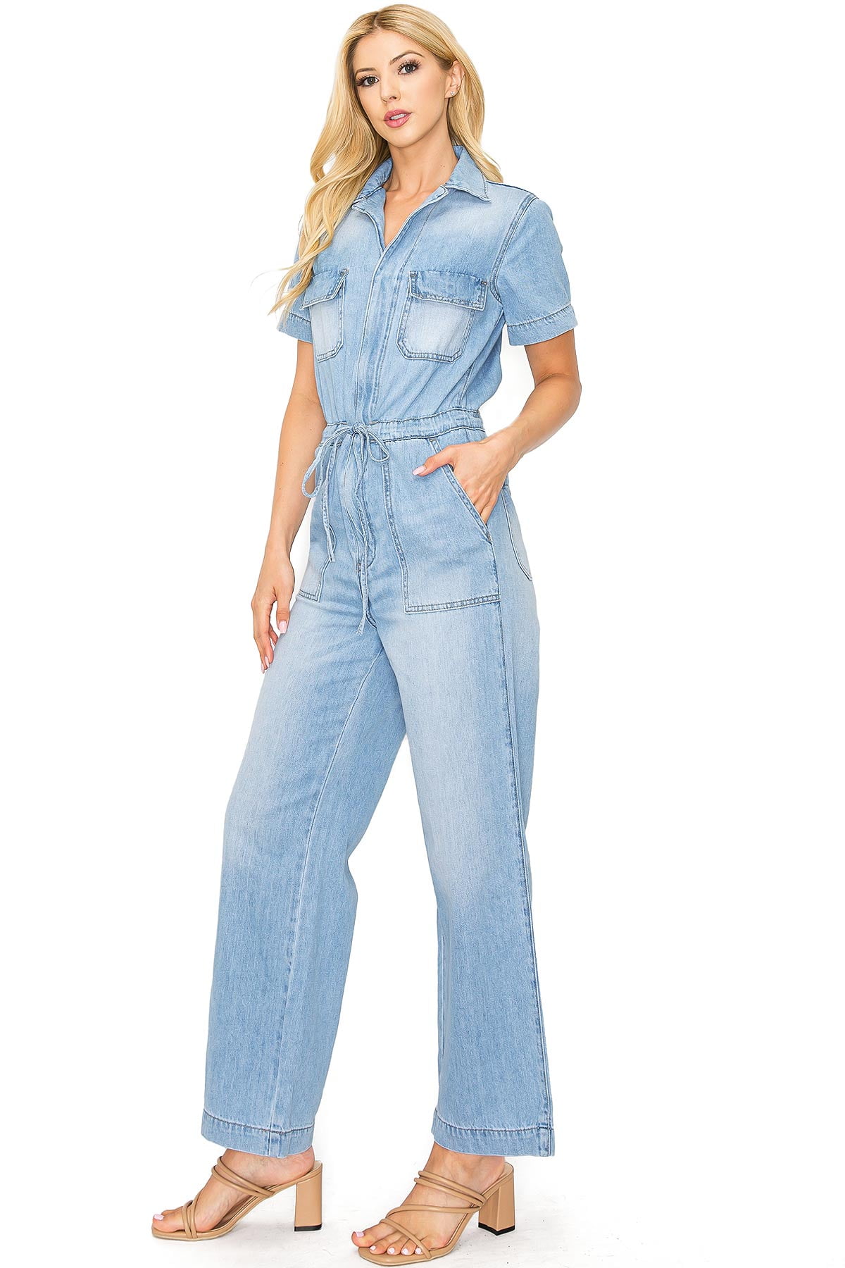 Aviator Jumpsuit in Pale Blue Denim Aviator Jumpsuit in Pale Blue Denim
