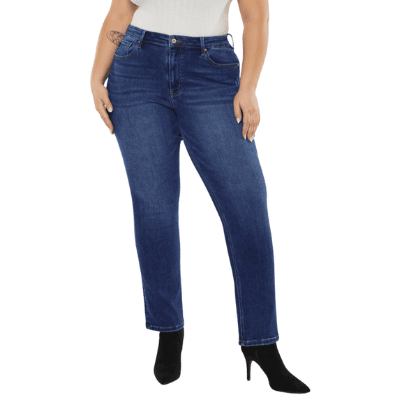 KanCan Essentials Alannah High Rise Slim Straight Medium Wash Stretch Jeans (Women's Plus)