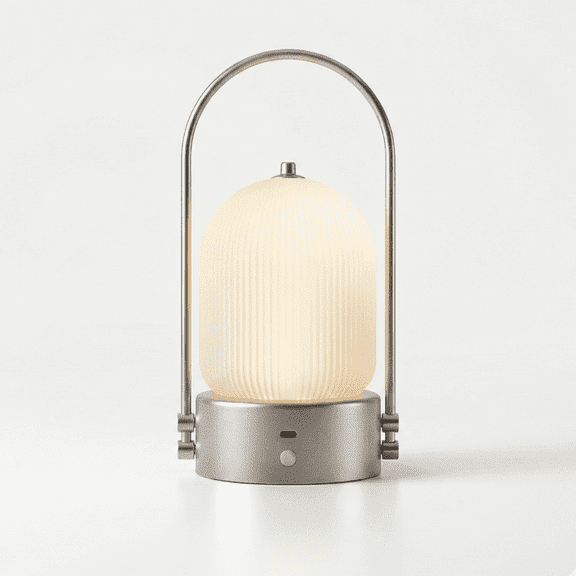 Kana Rechargeable LED Table Lamp with Glass Shade, USB-C, 3 Color Temperatures, 9.4 Inch