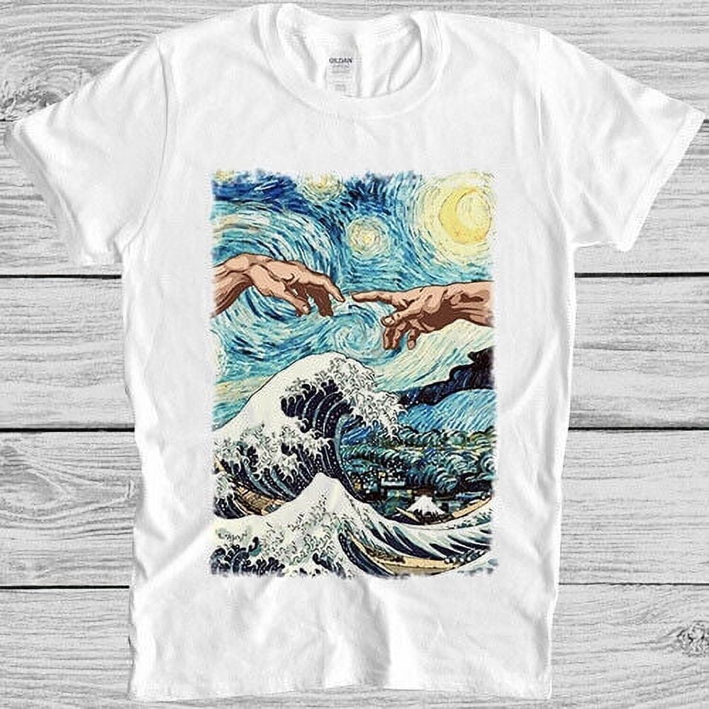 Kanagawa Hands Of God Starry Nights Van Gogh Meme Gift Top Tee T Shirt M Walmart Com