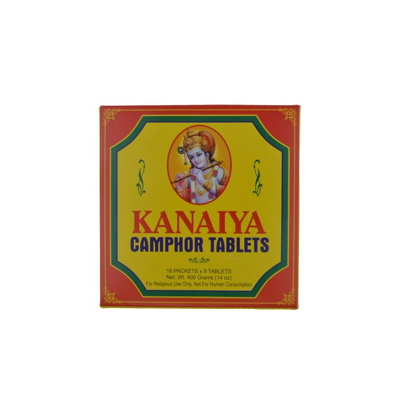 Kanaiya Camphor Tablets from India - 400 Grams - 128 Tablets (16 Blocks of 8) Brand