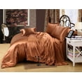 thumbnail image 1 of Kanak Bedding 100% Pure Silky Satin 4-Piece Bed Fitted with Duvet Set- Comforter Cover, Two Pillowcases Full Size, Brown, 1 of 1
