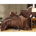 thumbnail image 1 of Kanak Bedding 100% Pure Silky Satin 4-Piece Bed Fitted with Duvet Set- Comforter Cover, Two Pillowcases Full XL Size, Chocolate, 1 of 1
